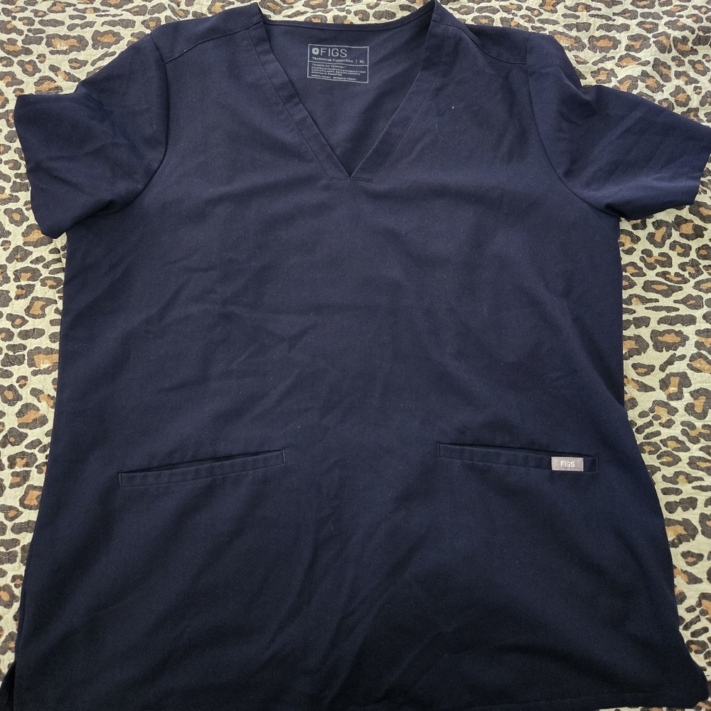 Womens Figs Casma Three-Pocket Scrub Top Size XL Navy Color